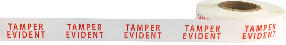 Tamper Evident Labels Clear with Red Ink | .5"x 1.5" Inch Rectangle | 500 Pack