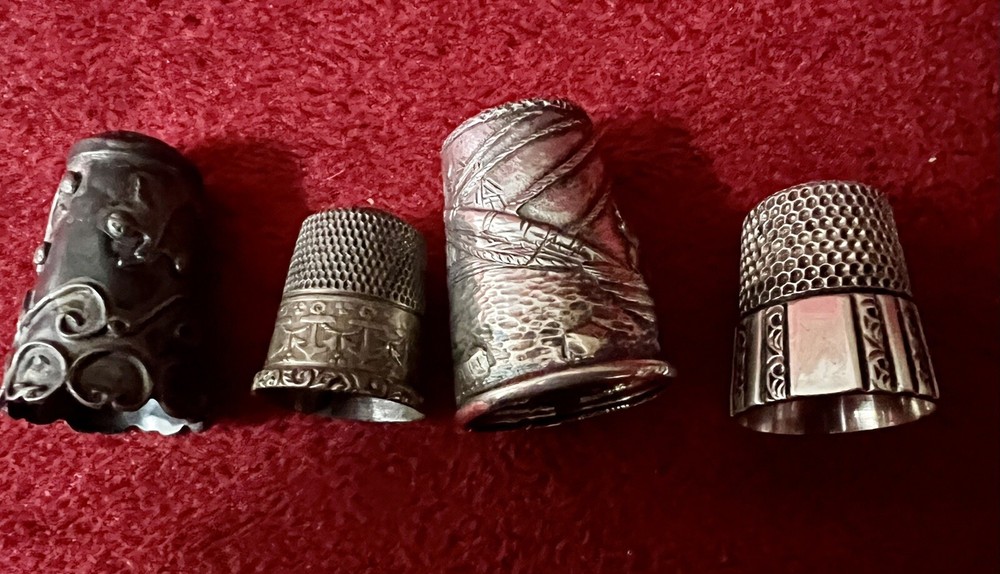 GROUP 4 STERLING ANTIQUE THIMBLES