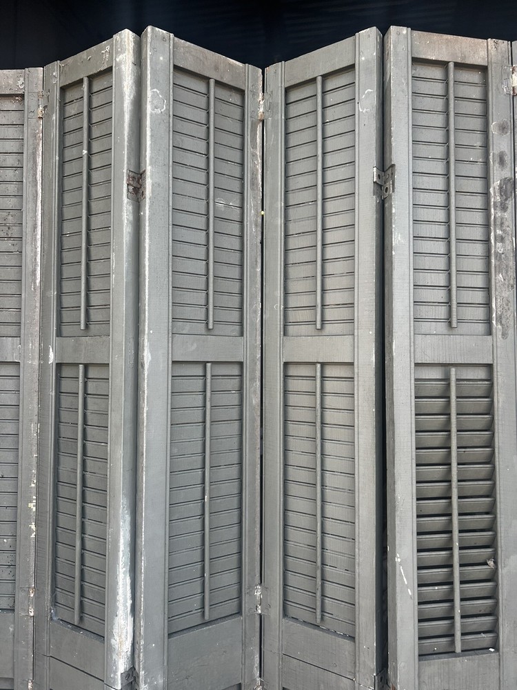 MASSIVE 8 panel shutter screen c1890 - 88” h x 75.5” wide - louvered & hinged