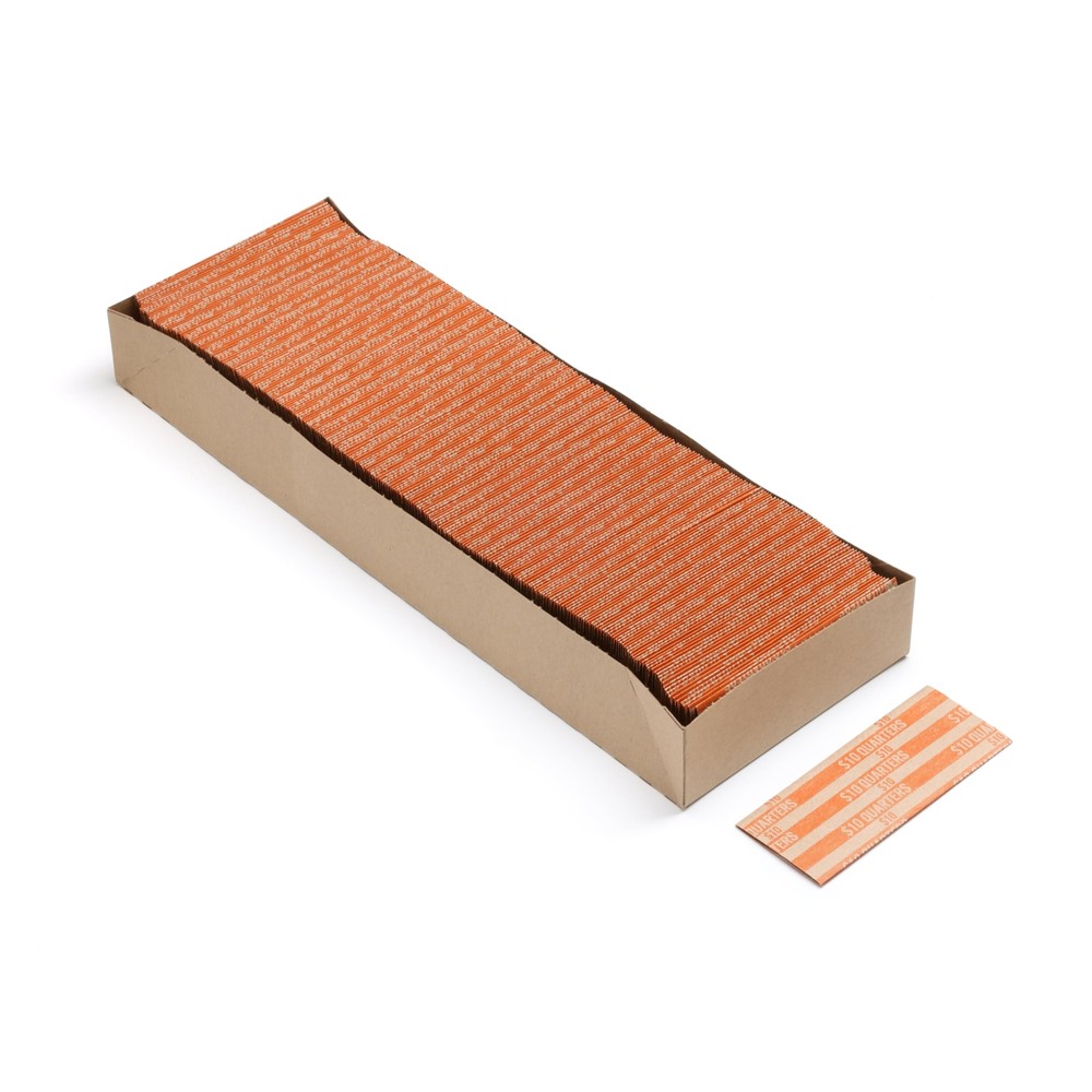 Flat Coin Wrapper Quarter Rolls $10 Orange 250 pcs