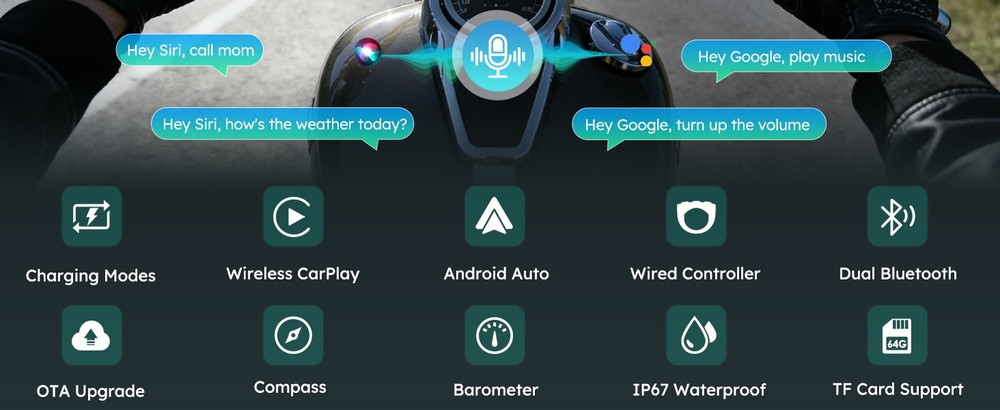 W602S PRO 6.25" Motorcycle CarPlay & Android Auto Display Wireless Connectivity