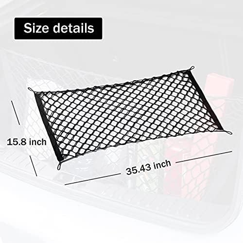2 Packs Cargo Net Stretchable Adjustable Elastic Trunk Storage Hook 35.4x15.8