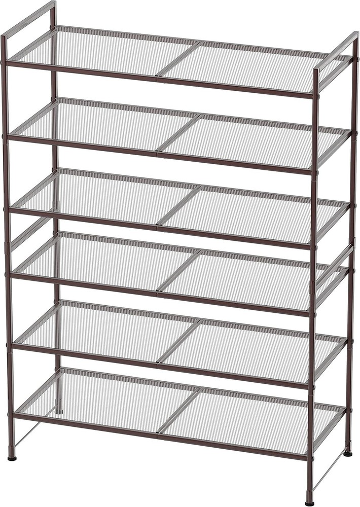 3-Tier Stackable Mesh Shoe Rack, Bronze