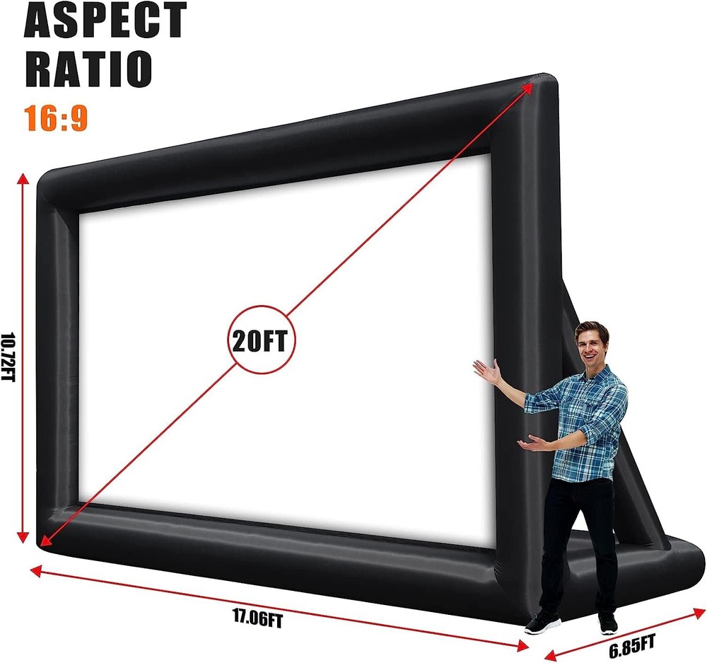 Inflatable Projector Screen, 20FT Portable Blow Up Outside Projector Screen, ...