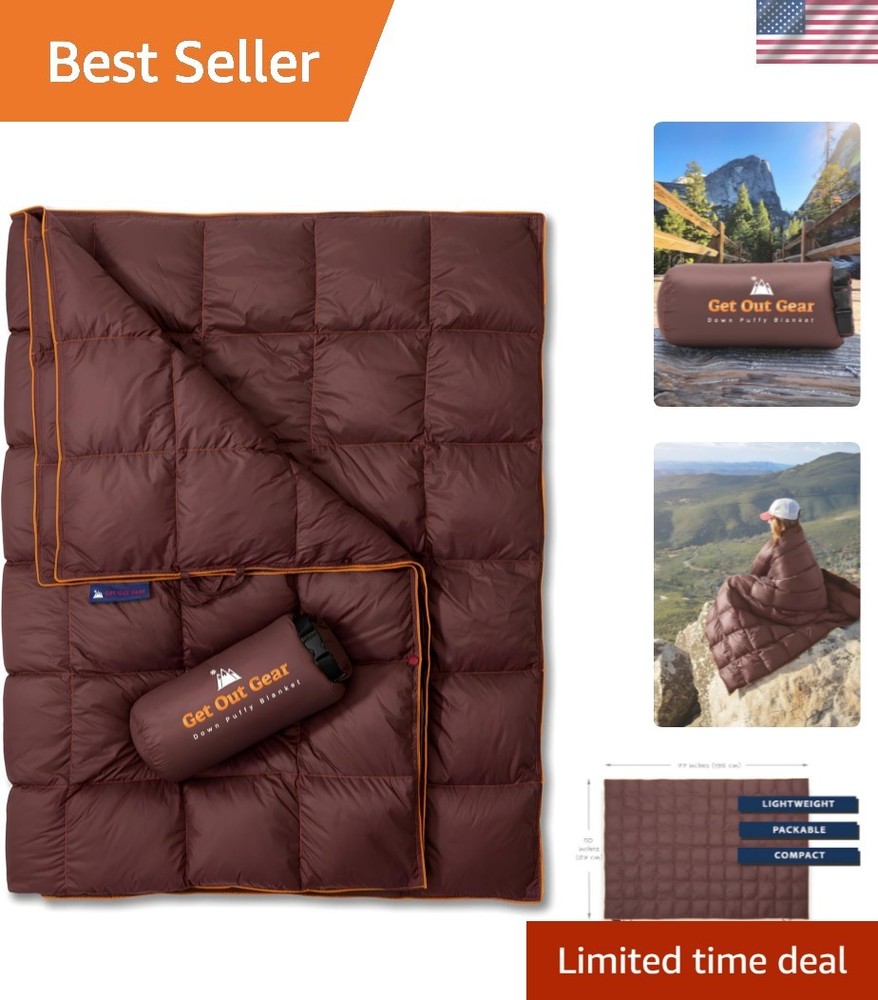 Down Camping Blanket - Puffy, Packable, Lightweight and Warm | Ideal for Outd...