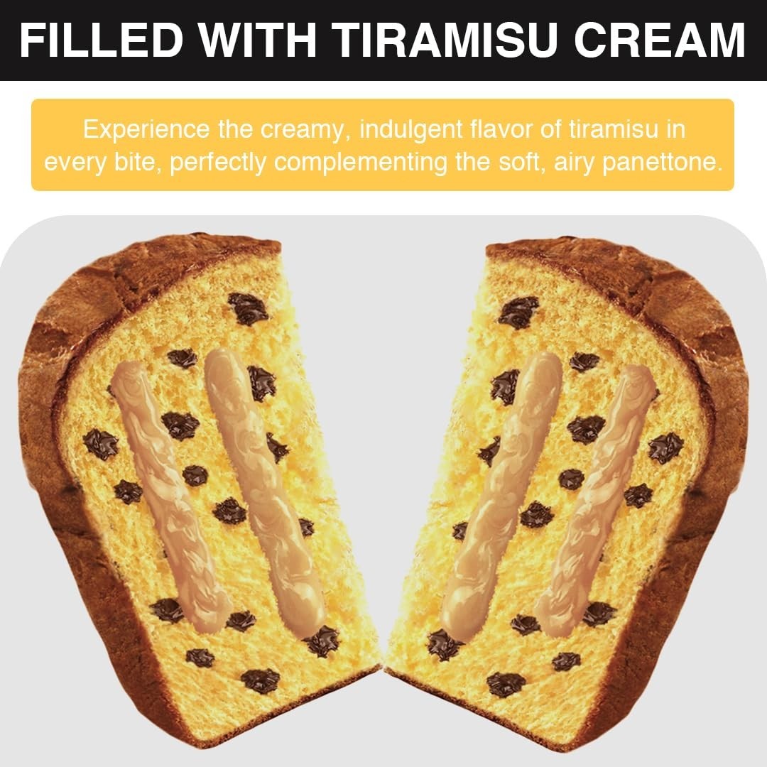 PIACELLI Authentic Italian Panettone Filled with Rich Tiramisu Cream 750 g