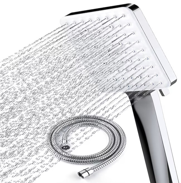 EQLOO 6‑Function High Pressure Handheld Shower Head Chrome w/ 59" Hose