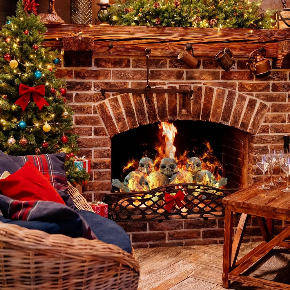 9 Pcs Ceramic Skulls for Fire Pit, Durable Reusable Fireproof Fire Pit Skull Log