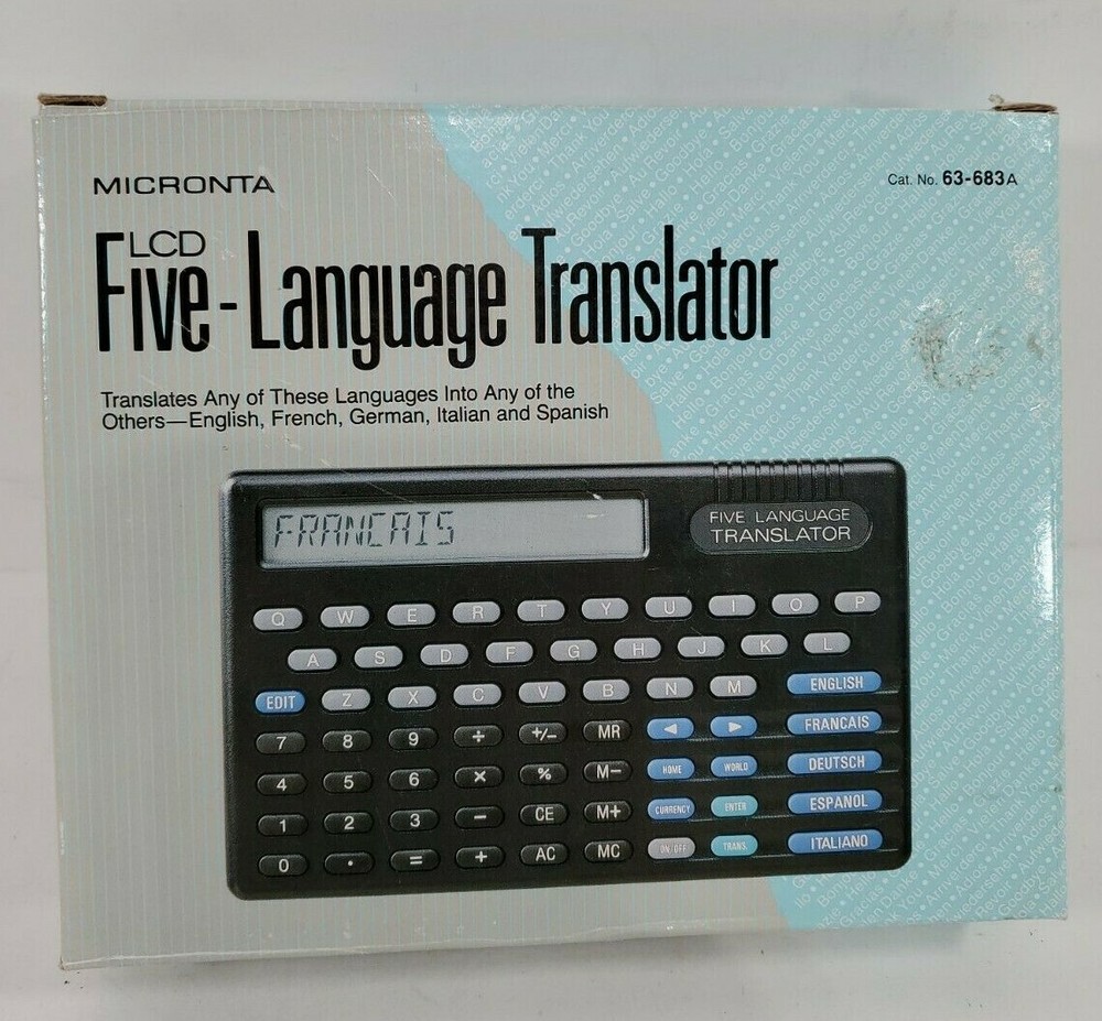 Micronta LCD Five Language Translator In Box Vintage 90s EUC 63-683A