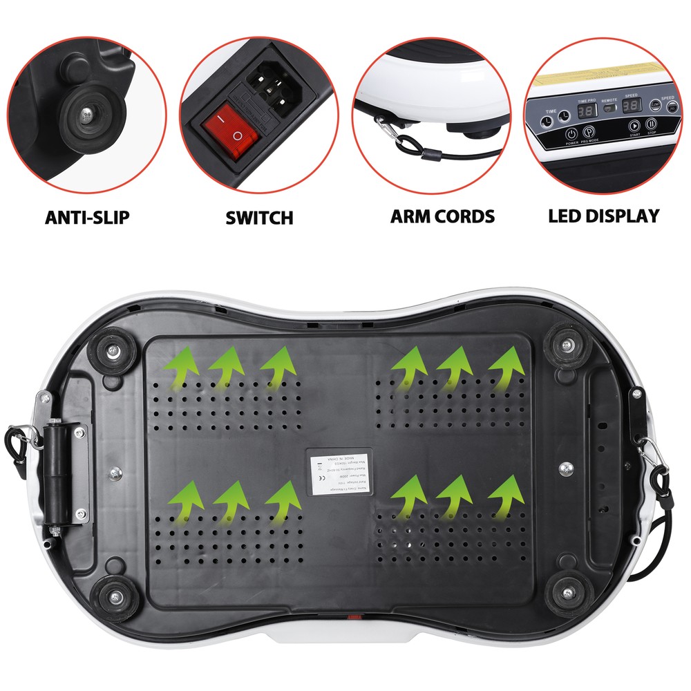 White Slim Power Vibration Plate Exercise Machine Innovational Bluetooth+ Remote