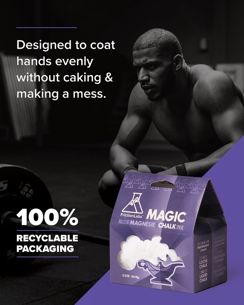 FrictionLabs Magic Chalk Ball 2.2 oz - Premium Gym Chalk In Refillable Sock -...