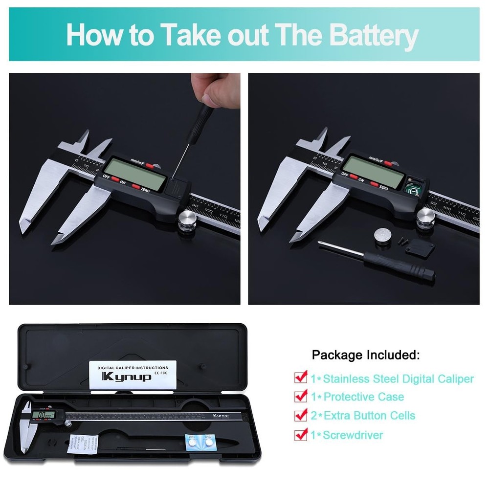 Precision Vernier Caliper - 12'' Digital Tool with Fraction & Metric Conversion