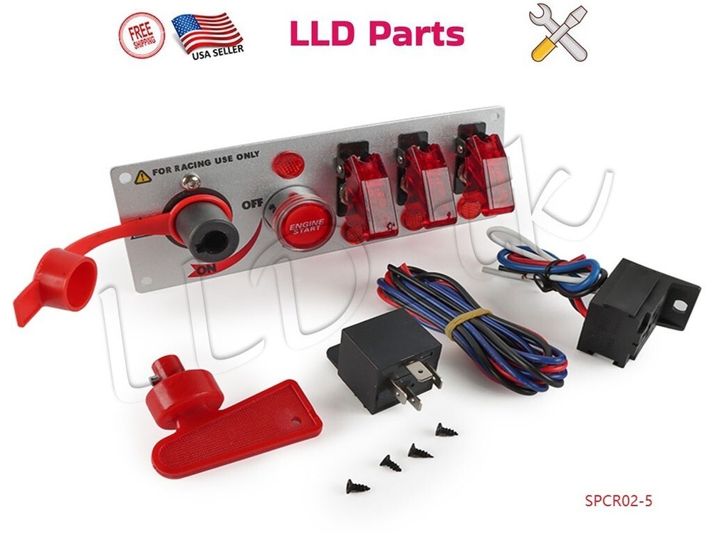5 Gang Ignition Racing Car Switch Panel Engine Start Push Button LED Toggle
