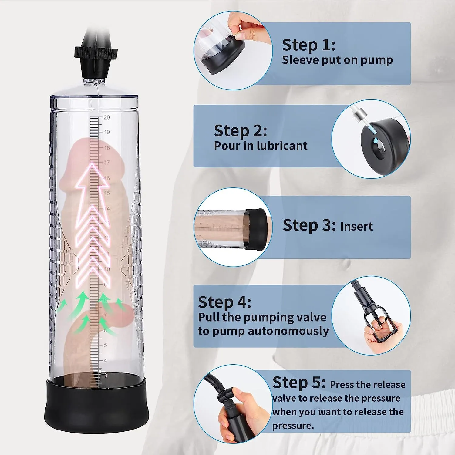 Vacuum Penis Pump for Male ED Enhancement Erectile Enlargement Penis Enlarger BG