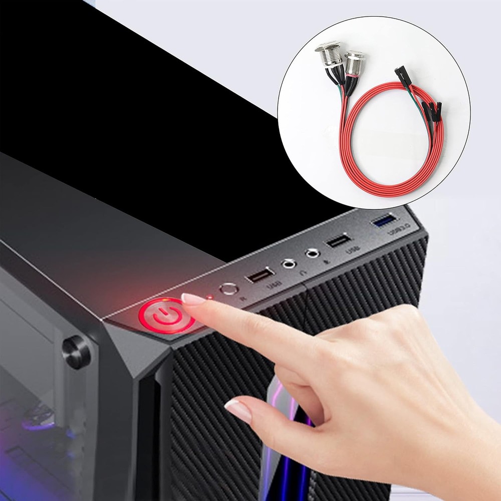 XMSJSIY Chassis Switch - Metal Button, PC Case LED Power Button 12mm, Blue