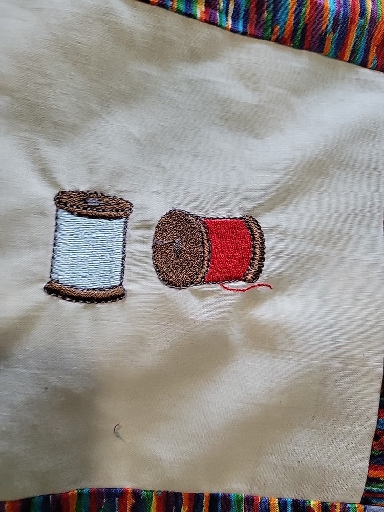 Machine stitched Patchwork Quilt Top Machine Embroidered Squares Sewing Themed
