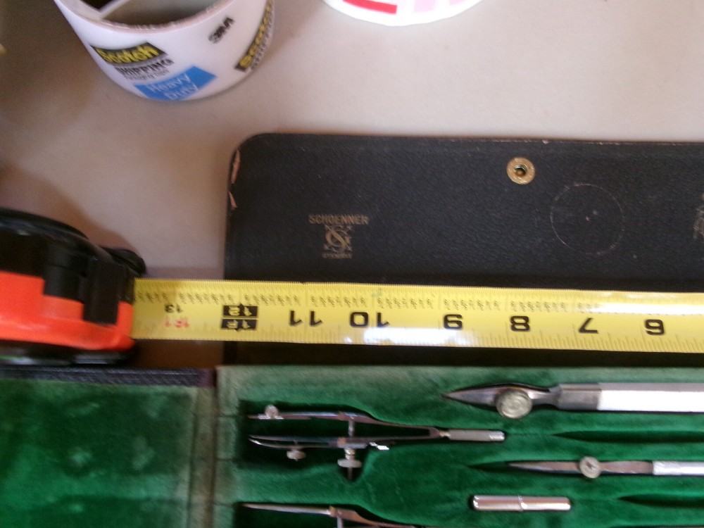 7 Vintage Drafting tools Compass+ Schoenner Germany in black case