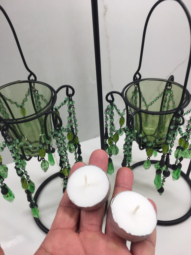CRYSTAL CANDLE HOLDERS SET OF TWO