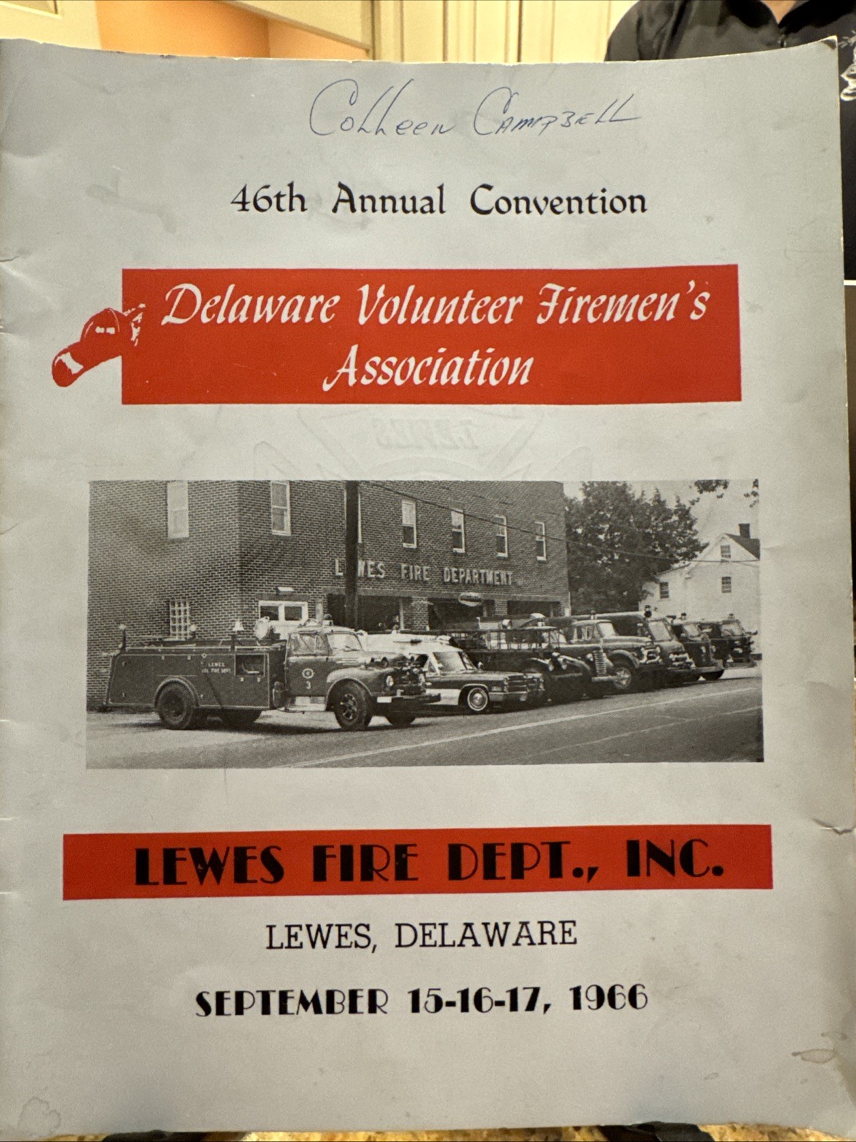FREE SHIP! Program for Delaware Volunteer Firemen's Assoc Annual Convention 1966