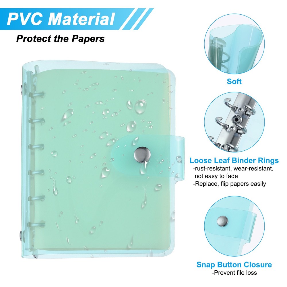 Soft PVC A7 Clear Binder Cover with Snap Button Closure,Blue