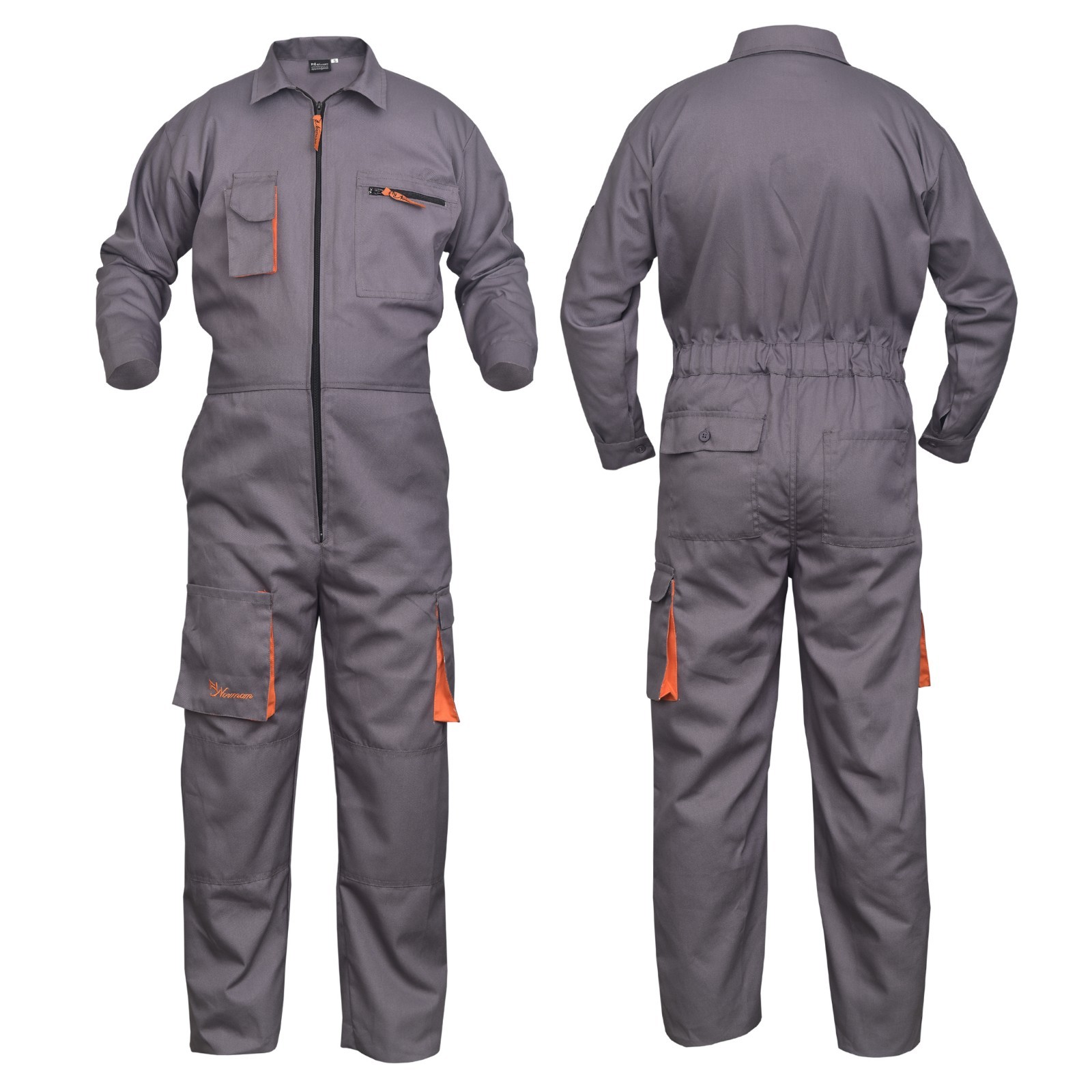 Grey Work Wear Men's Overalls Boiler Suit Coveralls Mechanics Protective