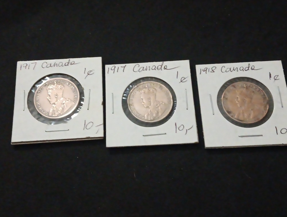 1917,1918 Canada  1c 3psc