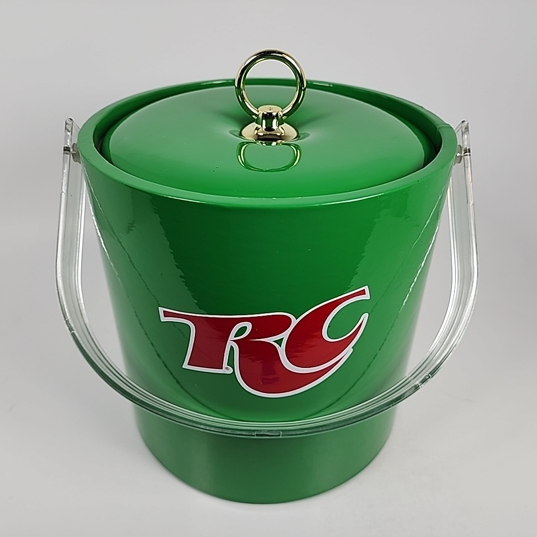 Vintage Royal Crown RC Cola Green Ice Bucket Cooler w/Handle & Lid Green