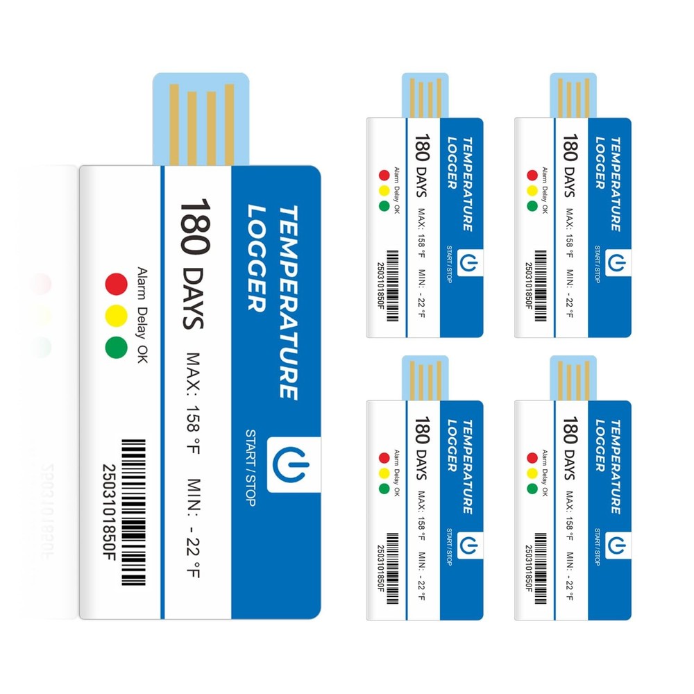 Temperature Data Logger USB 5 Pack Disposable Logger, 129600 5pack