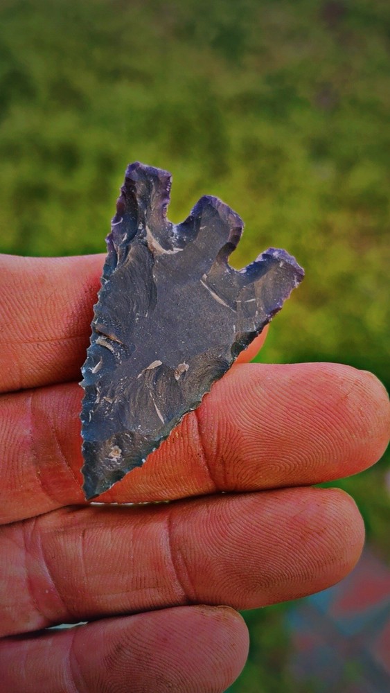 Flintknapped Black Alabama Fort Payne Chert Arrowhead, Basic Style
