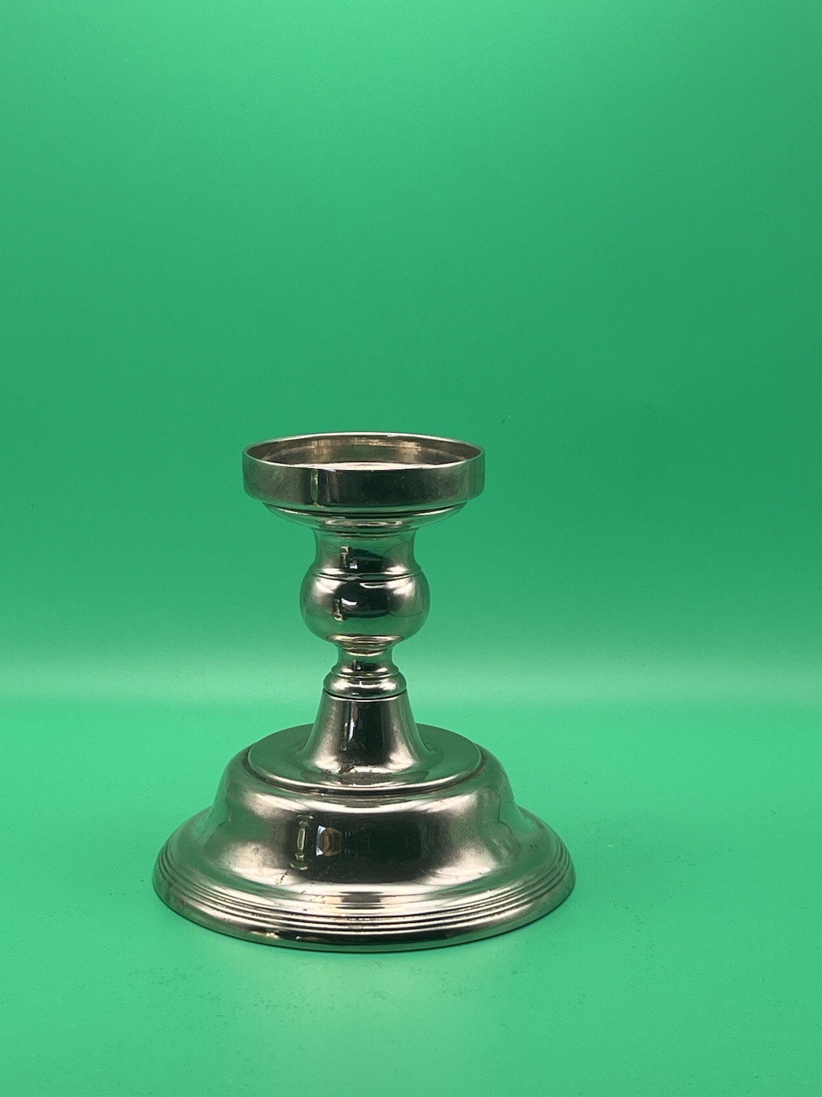 Vintage Silver-Plate Colonial Candlesticks Pair 4.25” Taper Holders Weighted