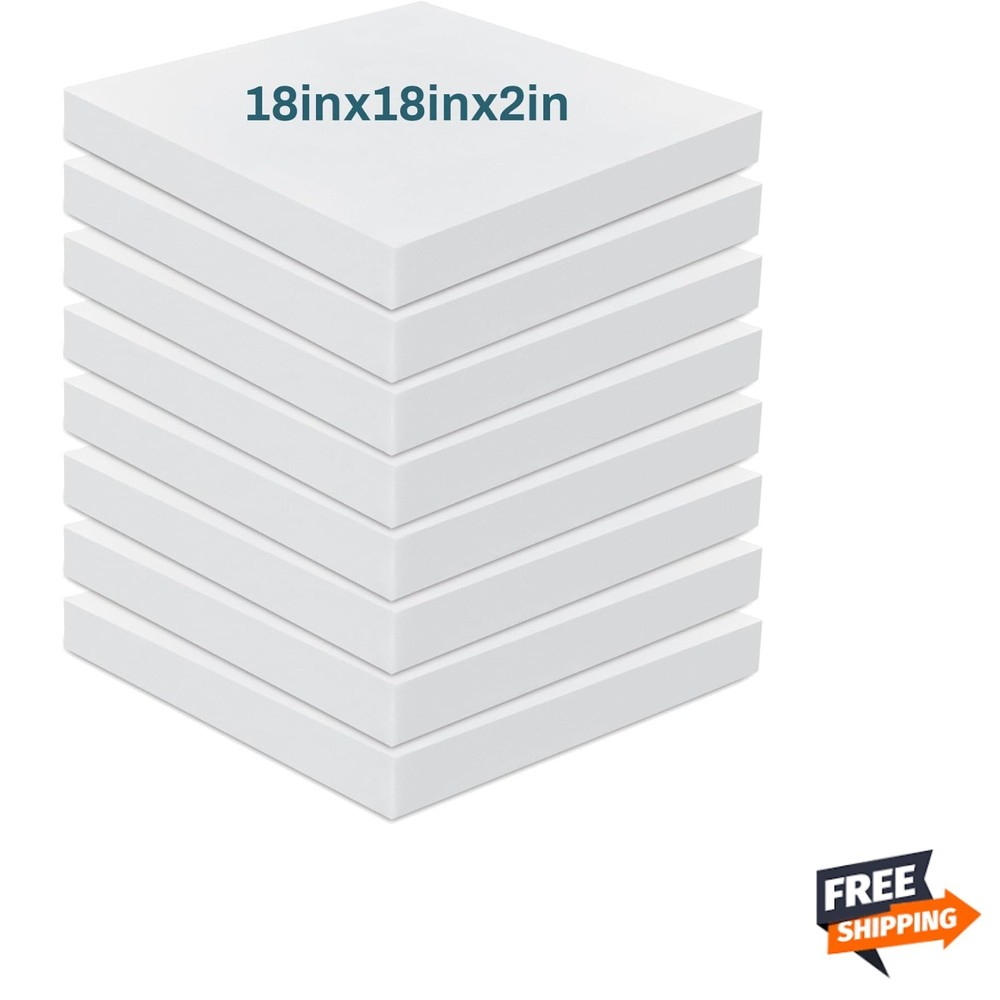 8 Pack 2"x18" Upholstery Foam - Ideal for Sofas, Chairs & DIY Projects