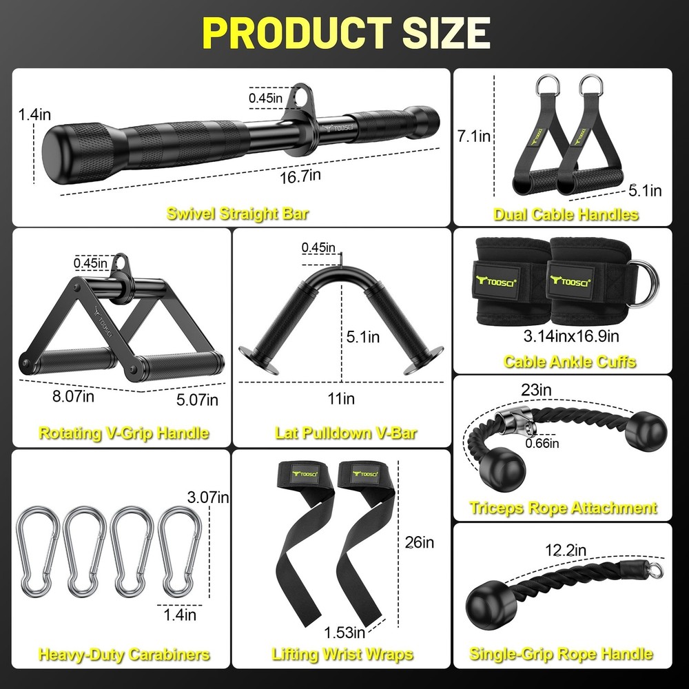 Cable Attachments for Gym, LAT Pulldown & Cable Machine Attachment Set: V-Sha...