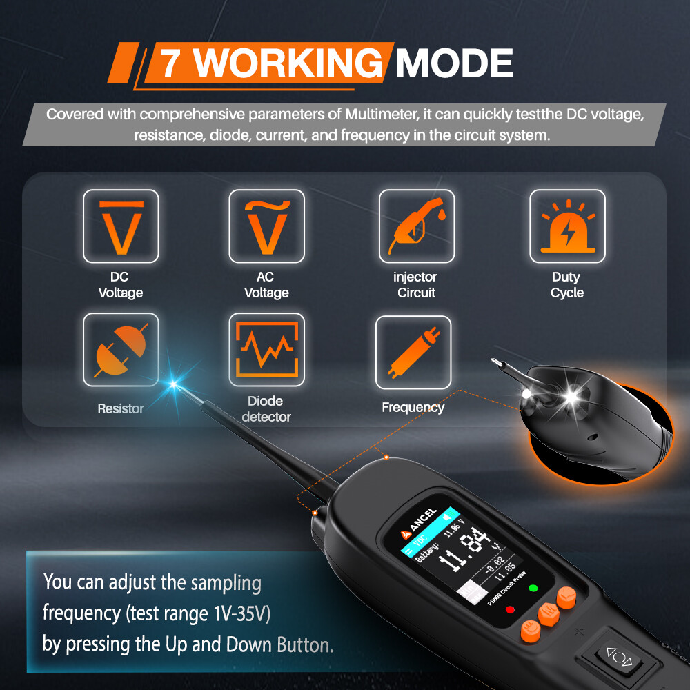 12 24V Car Digital Power Probe Circuit Electrical Tester Test Lead Device System