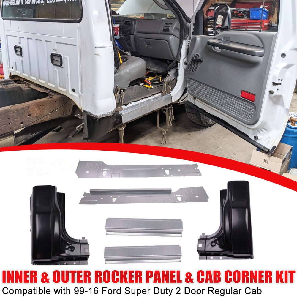 Inner Outer Rocker Panel & Corner Cab Kit For 99-16 Ford Super Duty Regular Cab