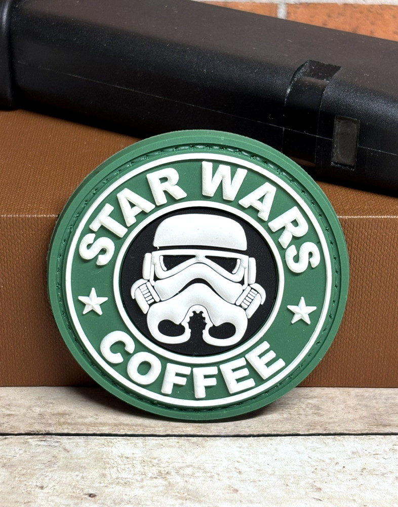PVC Tactical Patch - Stormtroopers and Coffee Morale Gun Patch - Hooked Backed