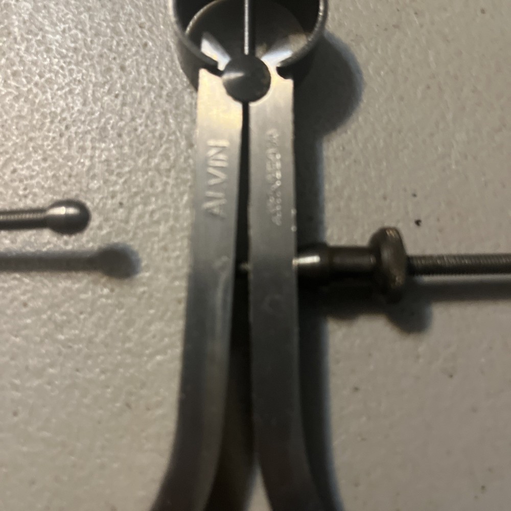 Alvin Spring Type Caliper & Divider 6" Set. Solid Nut ,Flat Legs West Germany