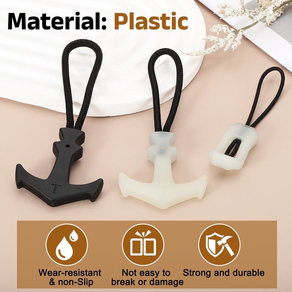 8pcs Luminous Zipper Pulls, Anti-Lost Zipper Puller Head, White