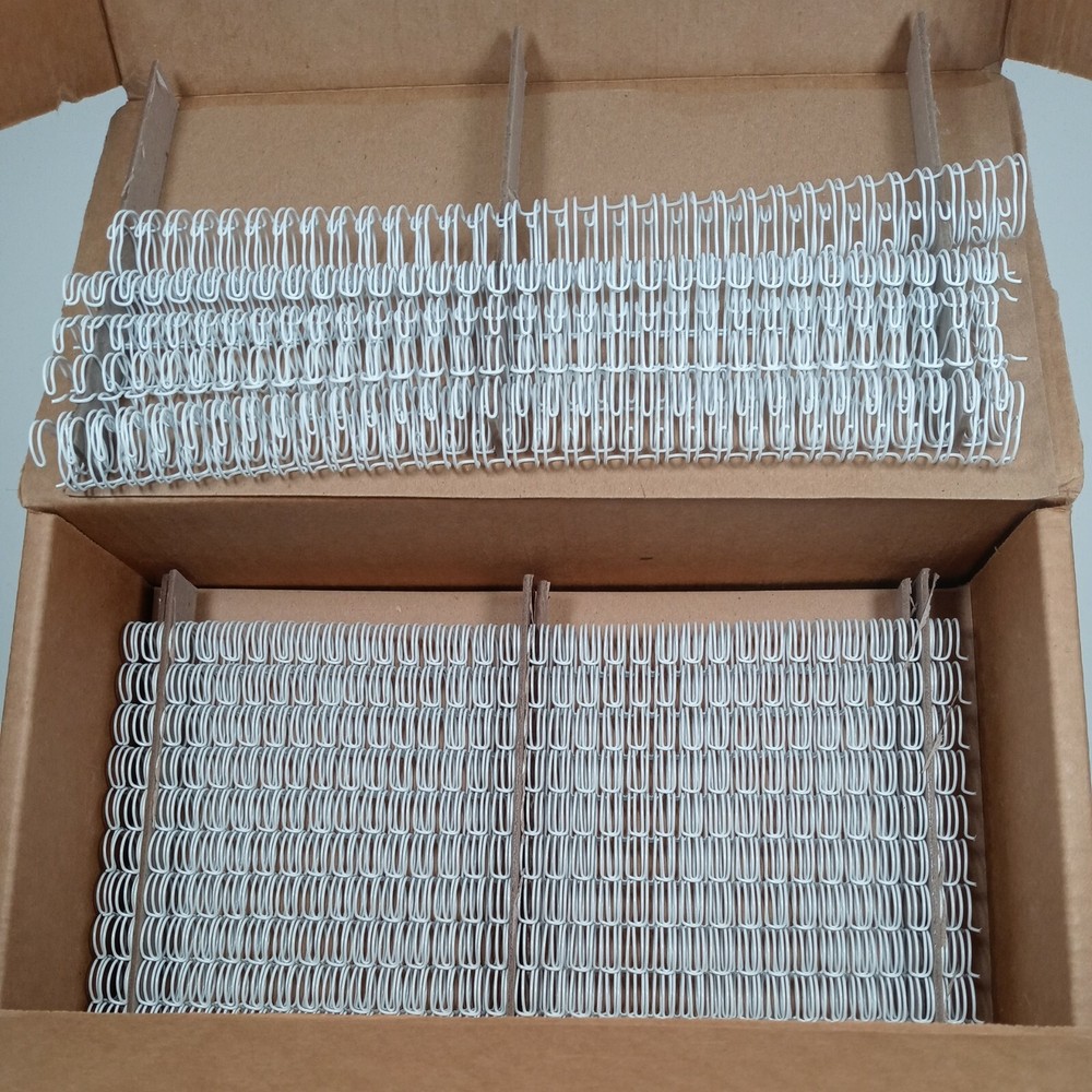 GBC WIRE BIND BINDING SPINES WHITE 1/2" 12MM 80 PACK #9775029 TWIN LOOP WIRE