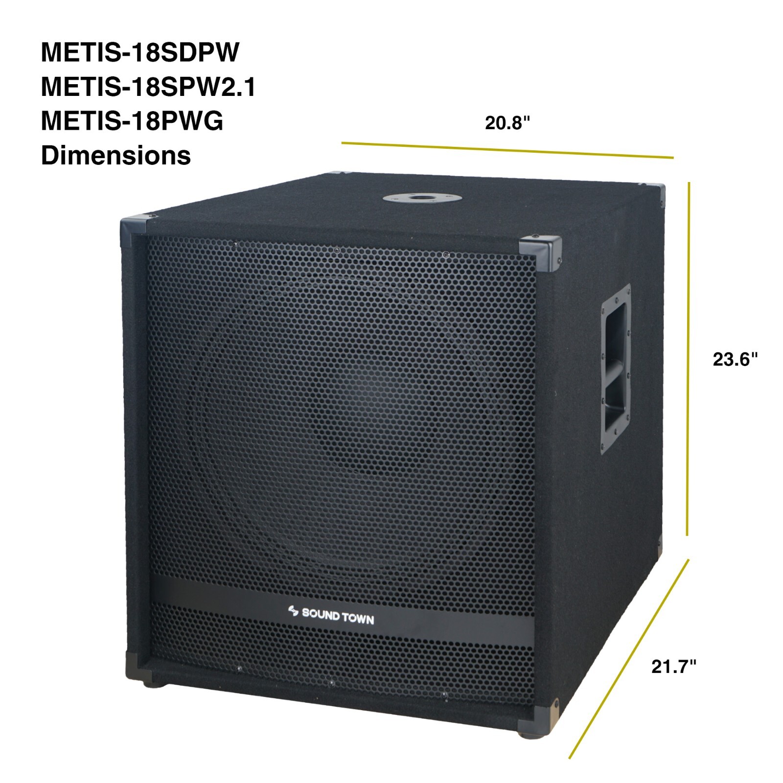 Sound Town 18" Powered Subwoofer with High-Pass Filter 2400W Peak (METIS-18PWG)