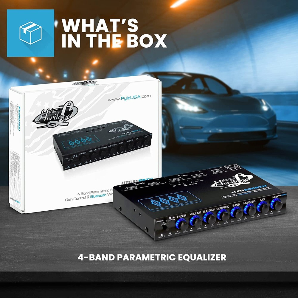 Lanzar HTG50EBTH Parametric Equalizer - Gain Control Bluetooth Wireless Audio