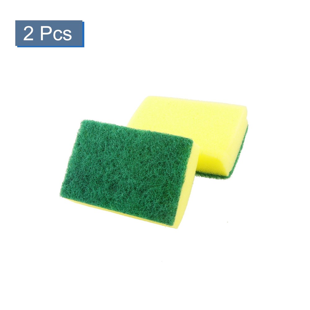Green Yellow Rectangle Kitchen Dish Scouring Sponge Scrub Pad