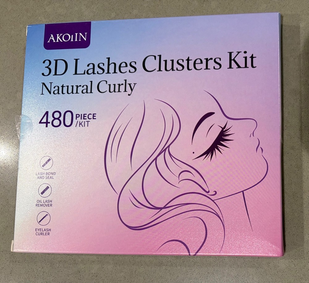 AKOIIN D-Curl Lash Clusters Kit, 480pcs Cluster Eyelash Extensions with Bottom