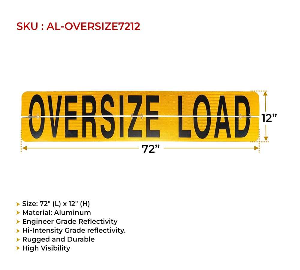 12"x72" Hinged Aluminum Oversize Load Sign / Banner for Trucks Vehicle Trailer