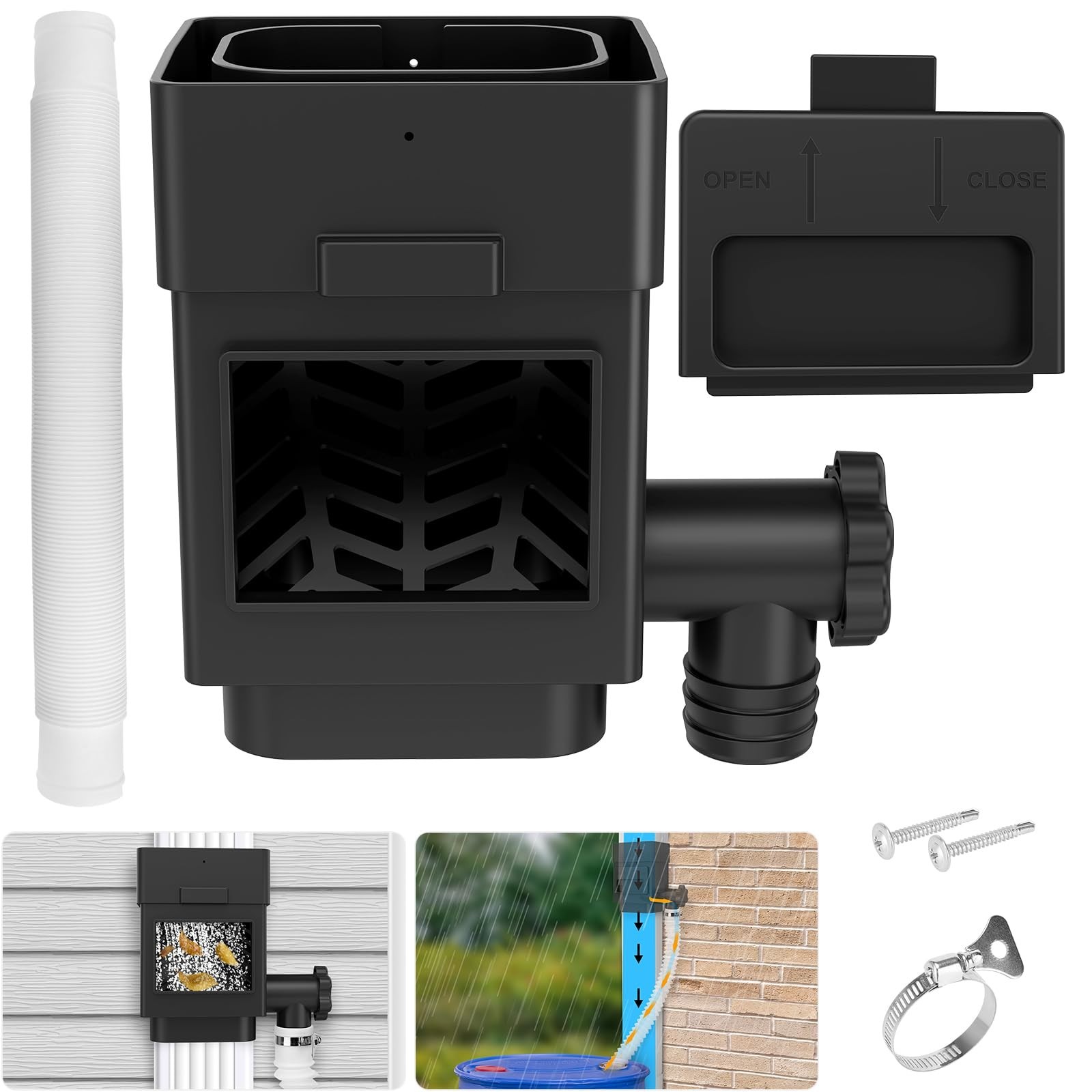 WADEO Rainwater Collection System Downspout Diverter- 2x3"/3x4" Downspout