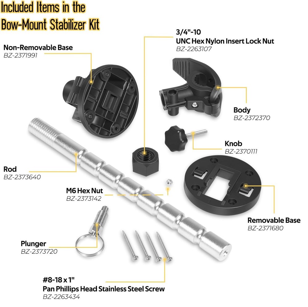 Trolling Motor Stabilizer Mount Support for Minn Kota with Extra Adjustable Rod