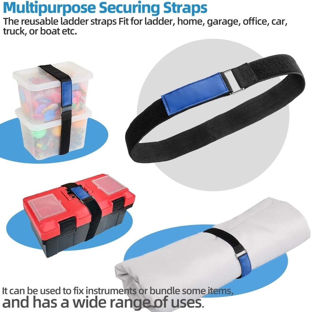 High-Strength Adjustable Ladder Straps, 4-Pack 33''x2'' with Hook & Loop Closure