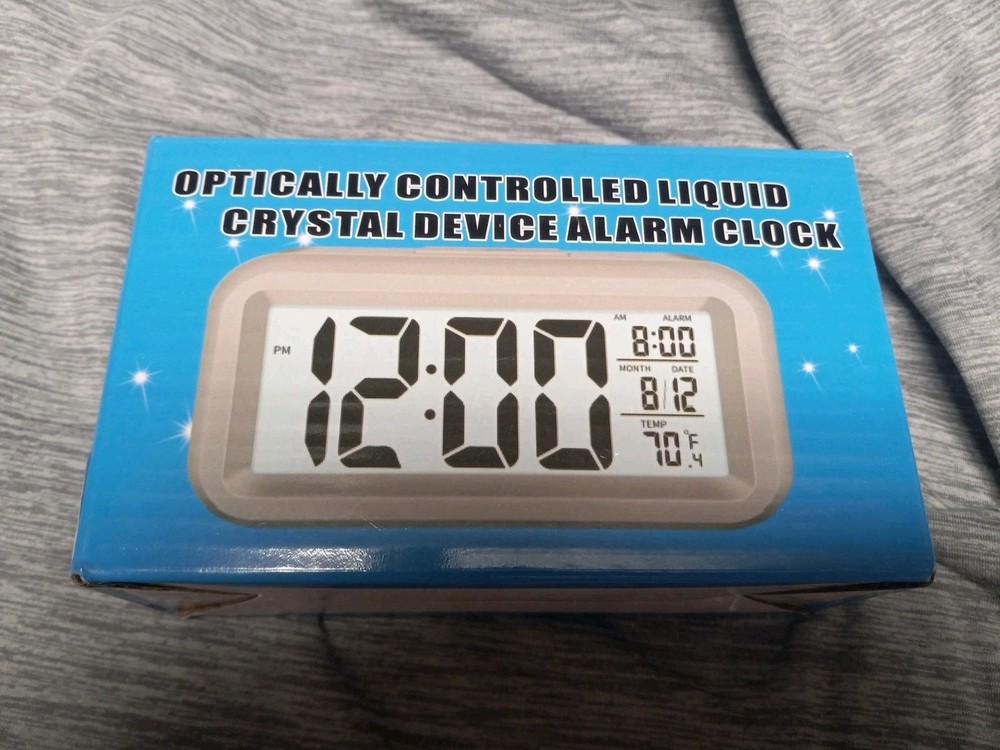 Optically Controlled Liquid Crystal Device Alarm Clock WHITE - NEW IN BOX