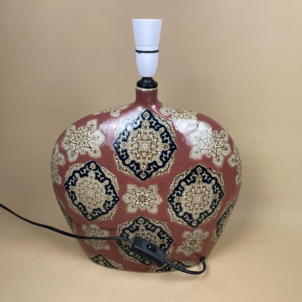 Hand Painted Ceramic Lamp Light Bedside Table Pattern Large Statement Patterned