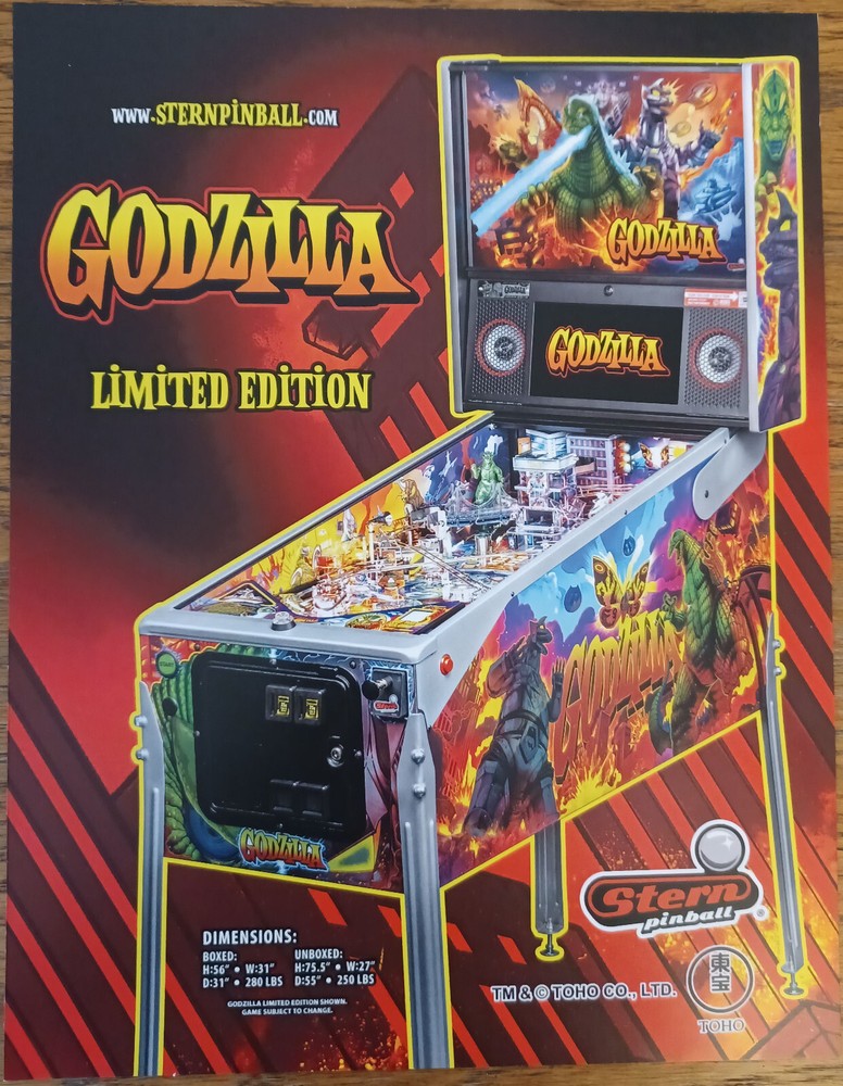 GODZILLA LE  Stern Pinball flyer
