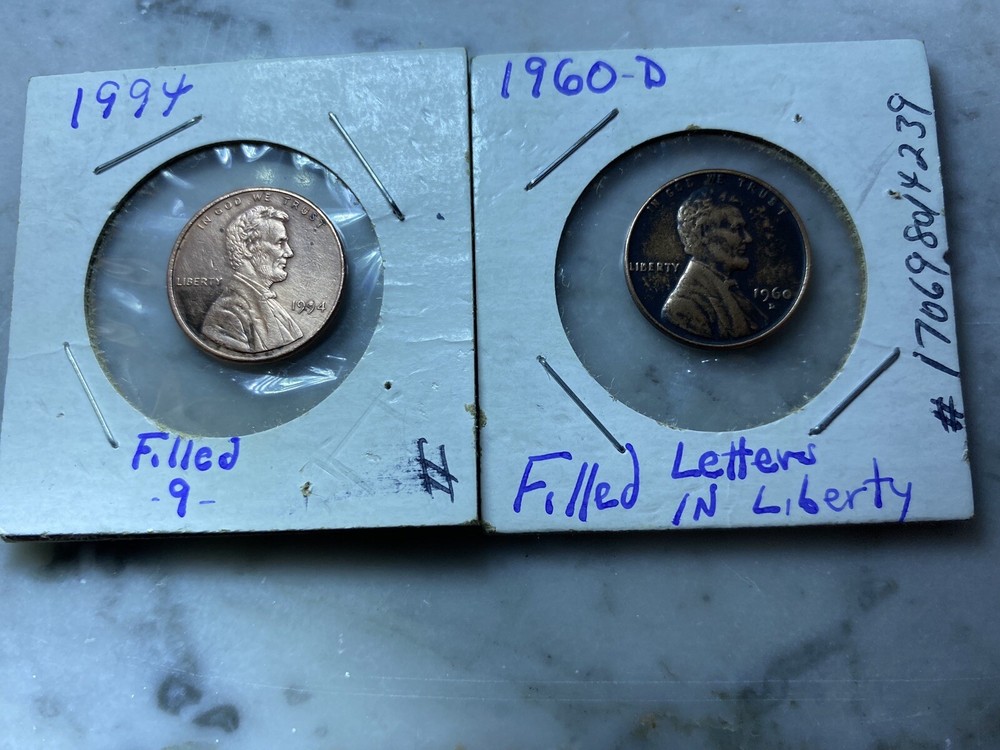 Two Lincoln Pennies  1960-D And 1994 With ERRORS
